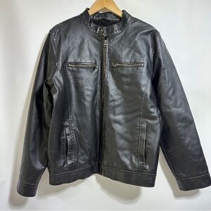 Route 66 vintage faux leather fur lined moto distressed jacket coat aviator S